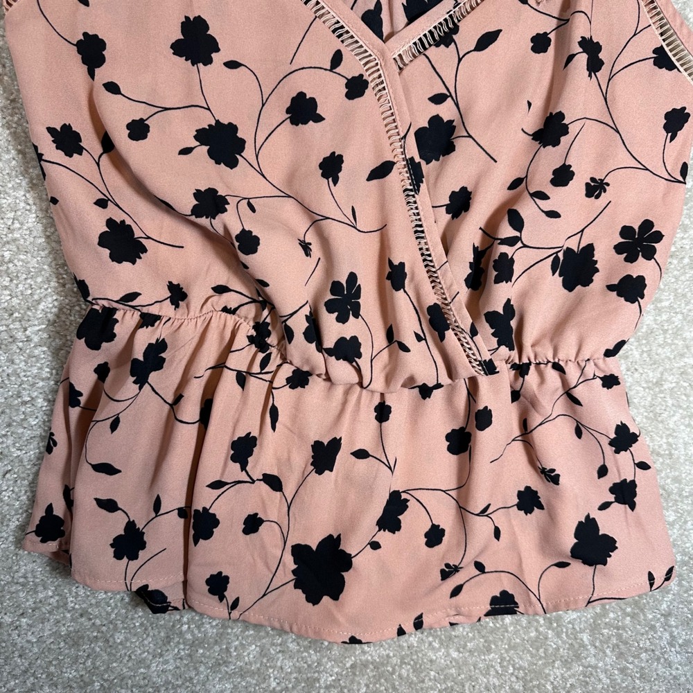 Sienna Sky Pink Floral Tie-Strap Camisole with Black Print - Picture 4 of 5